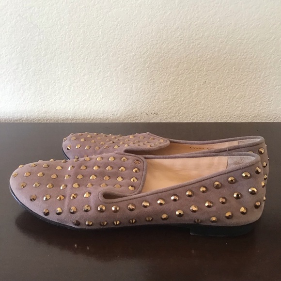 Giuseppe Zanotti suede leather studded flats in taupe 36.5 - Picture 5 of 8
